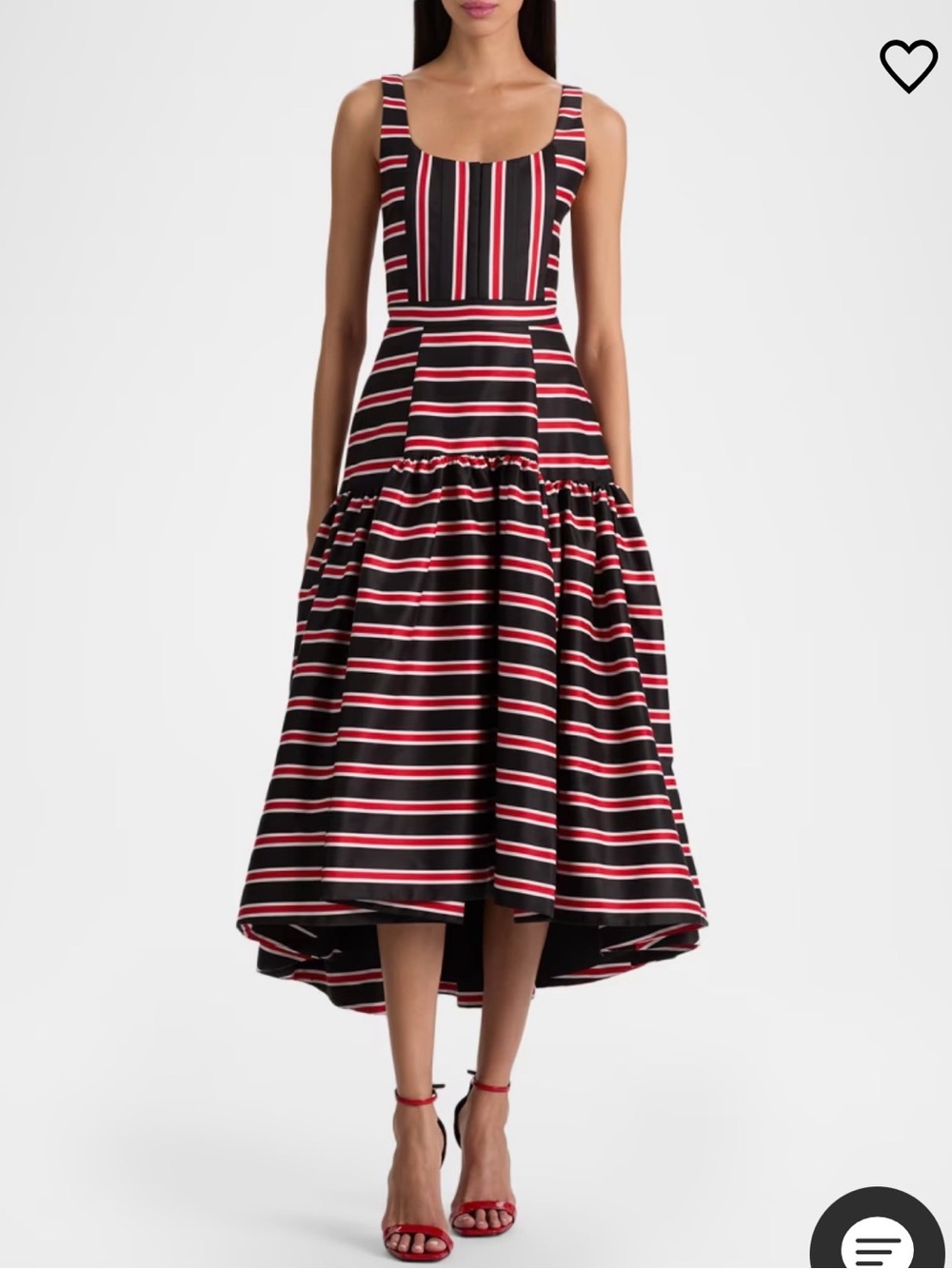 Alice + Olivia Black, Red & White Striped High-Low Dress
